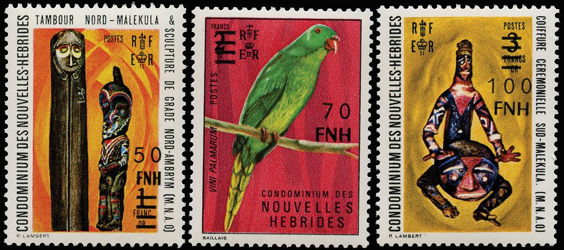 NEW HEBRIDES FRENCH SG F247/55 var 1977 UNISSUED x3