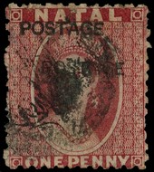 1875 1d rose with local POSTAGE overprint double, used with smudged cancel; scarce.  SG 76a,...