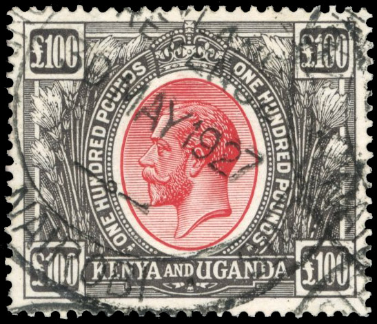KUT SG 105 1922 £100 fiscally used