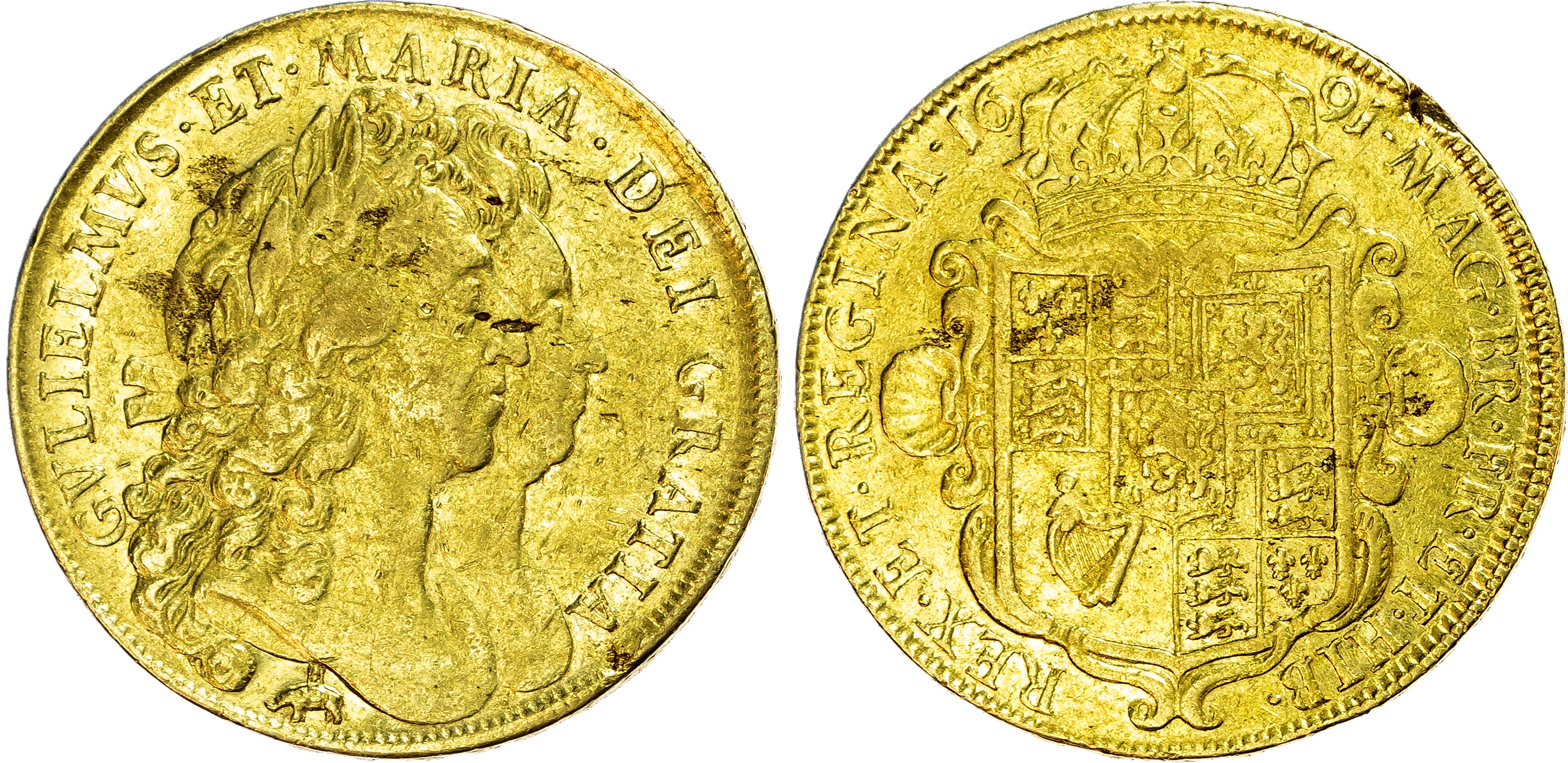 William and Mary (1688-1694), Five-Guineas, 1691.