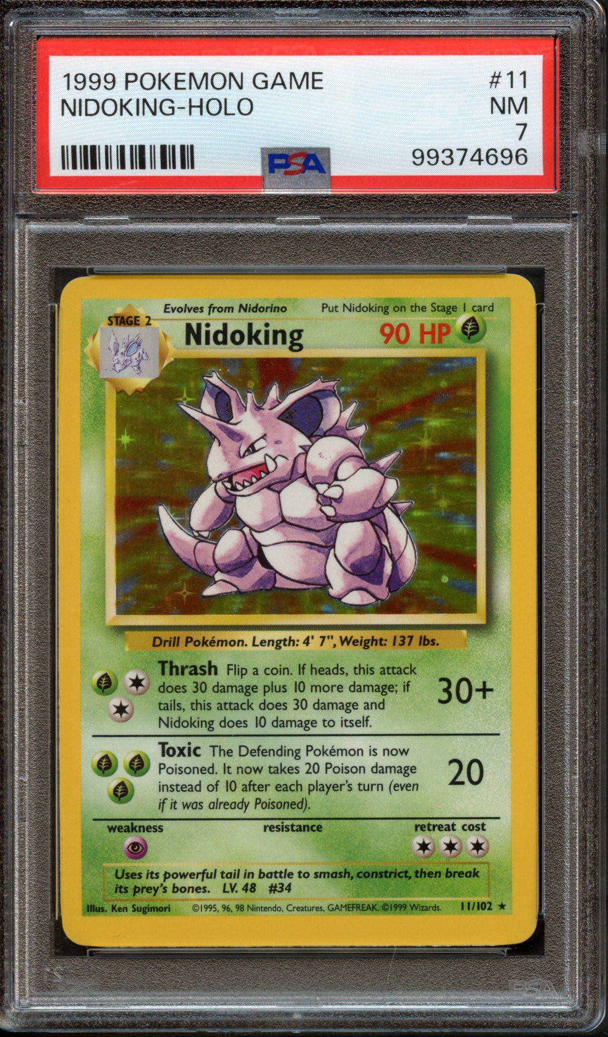 PSA 7 Nidoking Holo #11 - Base Set Unlimited 1999