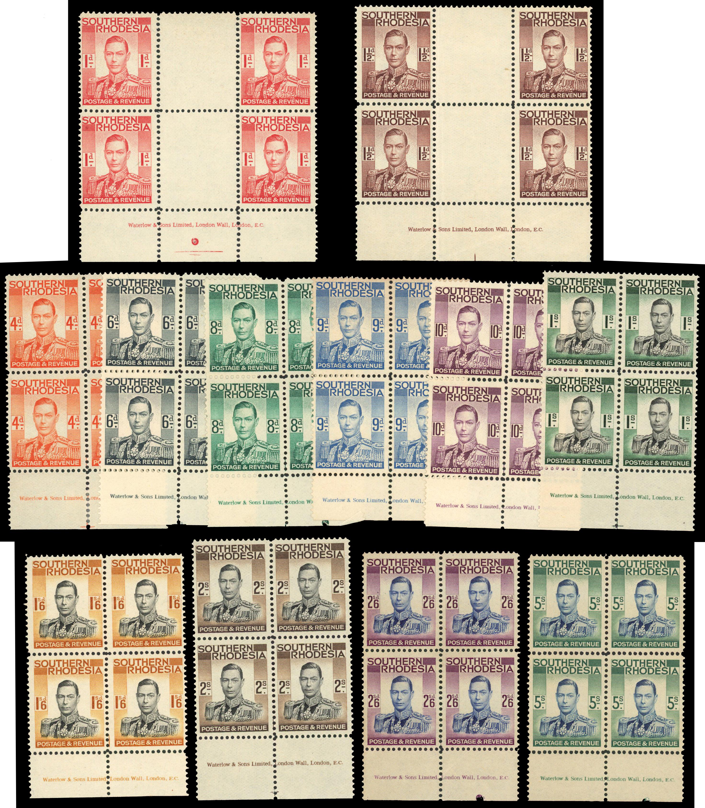 Southern Rhodesia SG 50-52 blocks mint