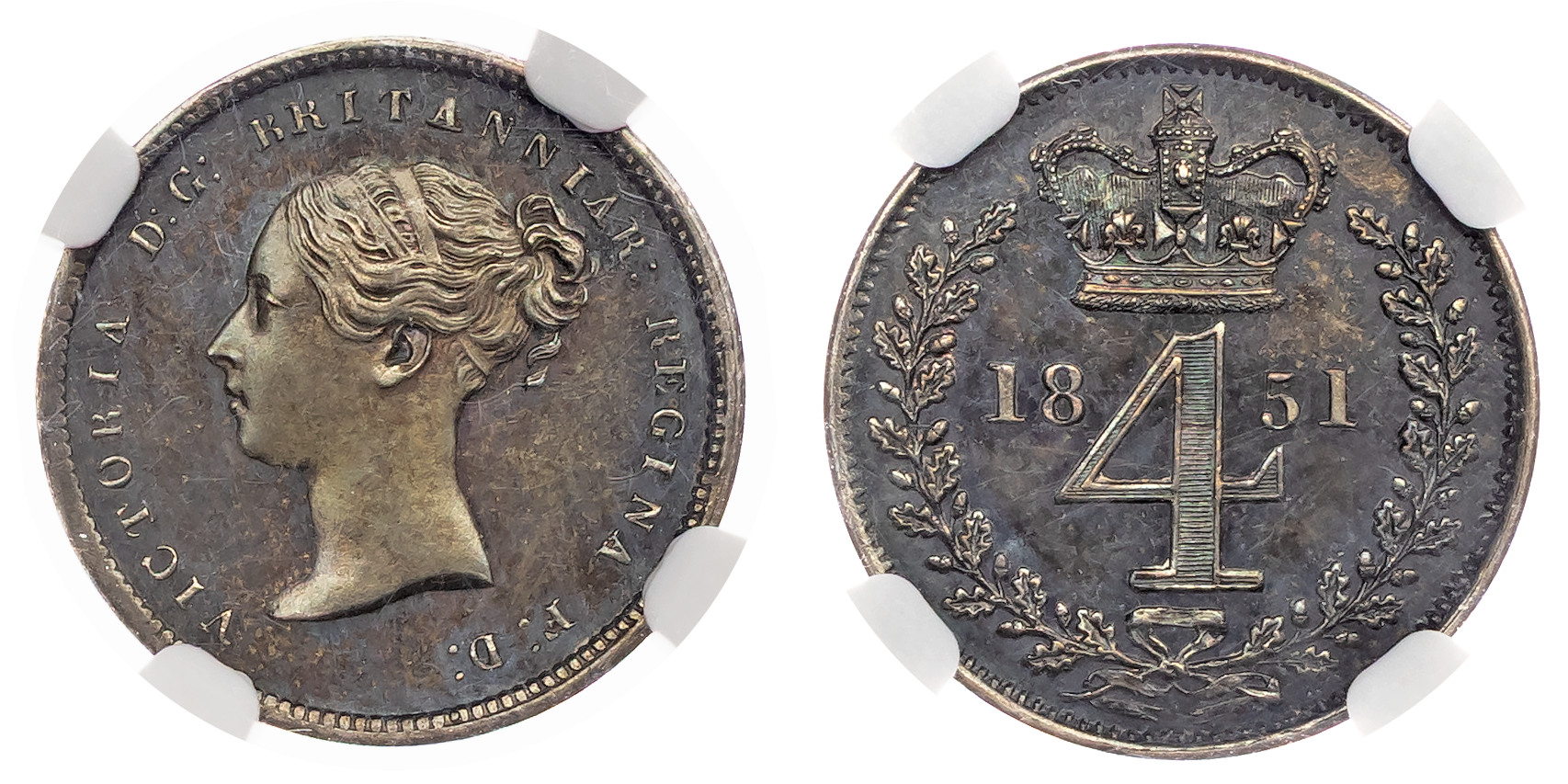 Victoria (1837-1901), Maundy set, 1851. NGC MS63-64 [4]. 