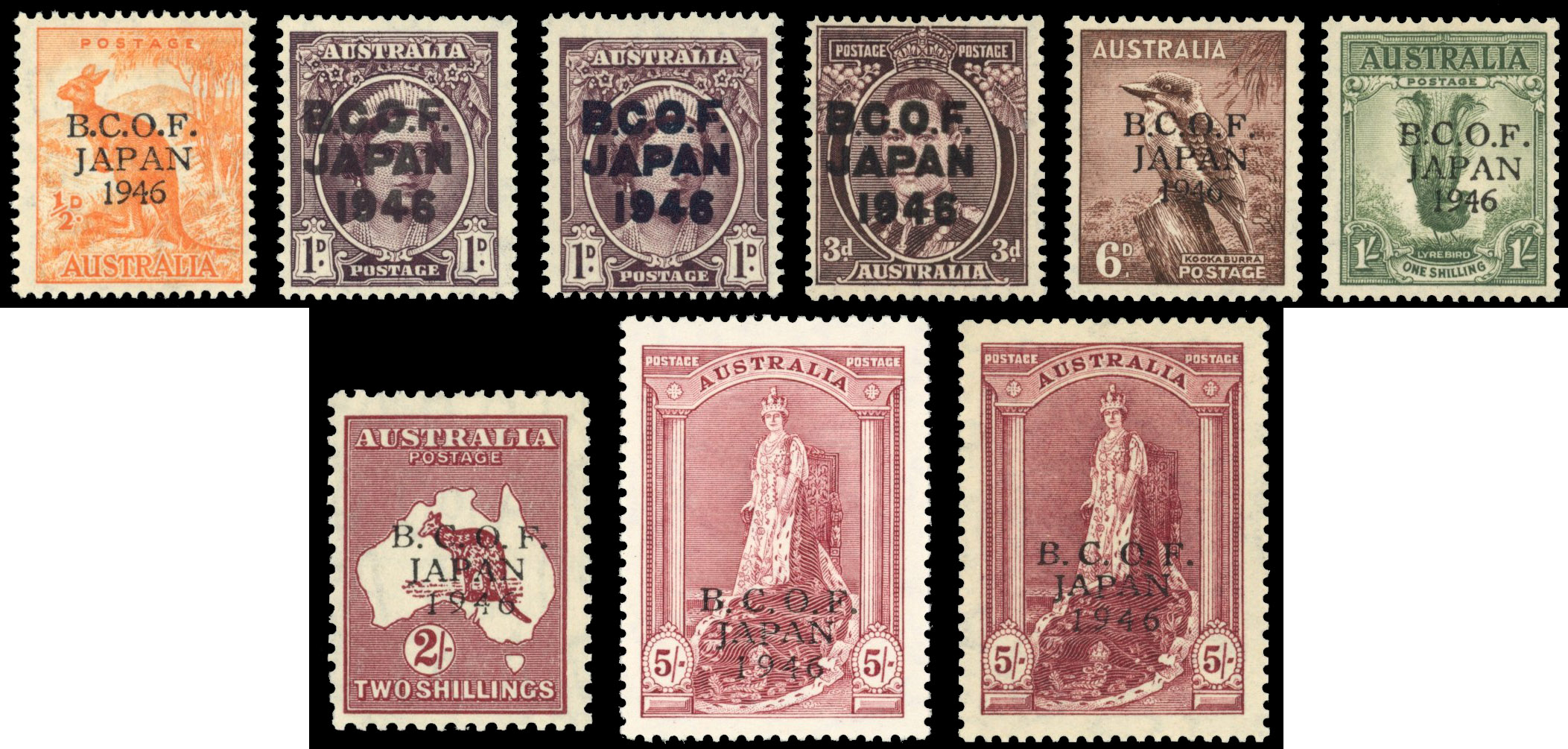 Australia BCOF SG J1-7a 1946-7 set mint