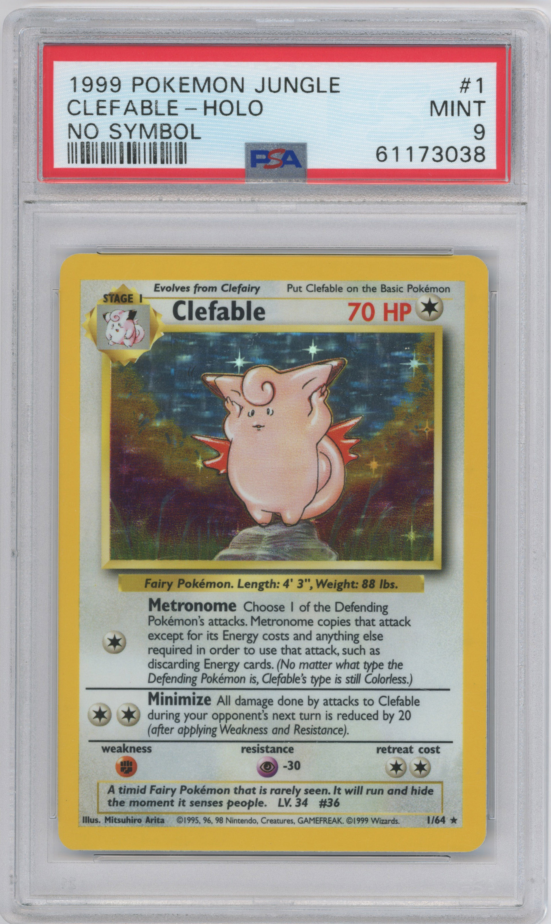 Pokémon TCG - PSA 9 Clefable No Symbol Jungle Error. 