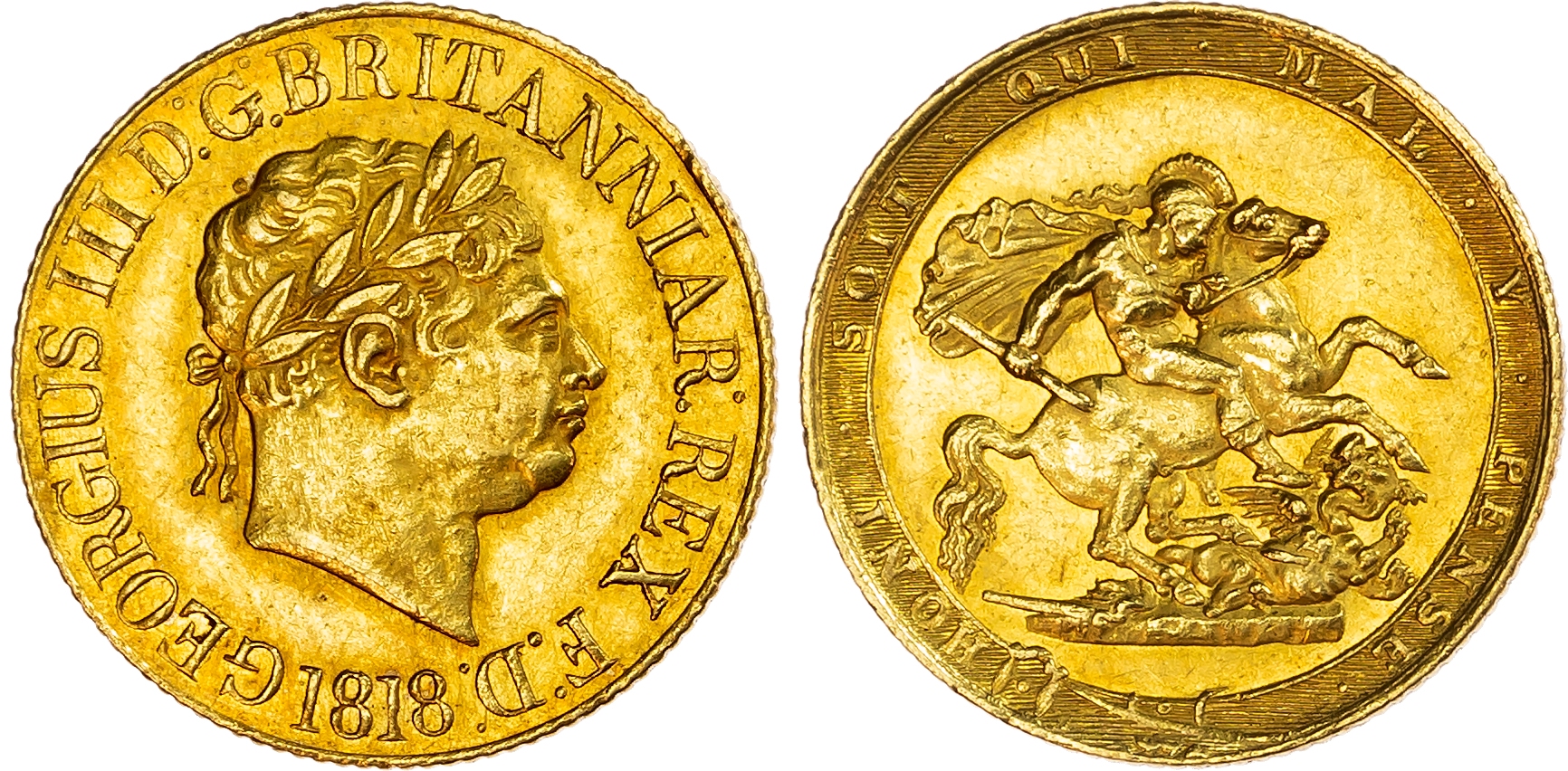 1818 George III Sovereign AU55