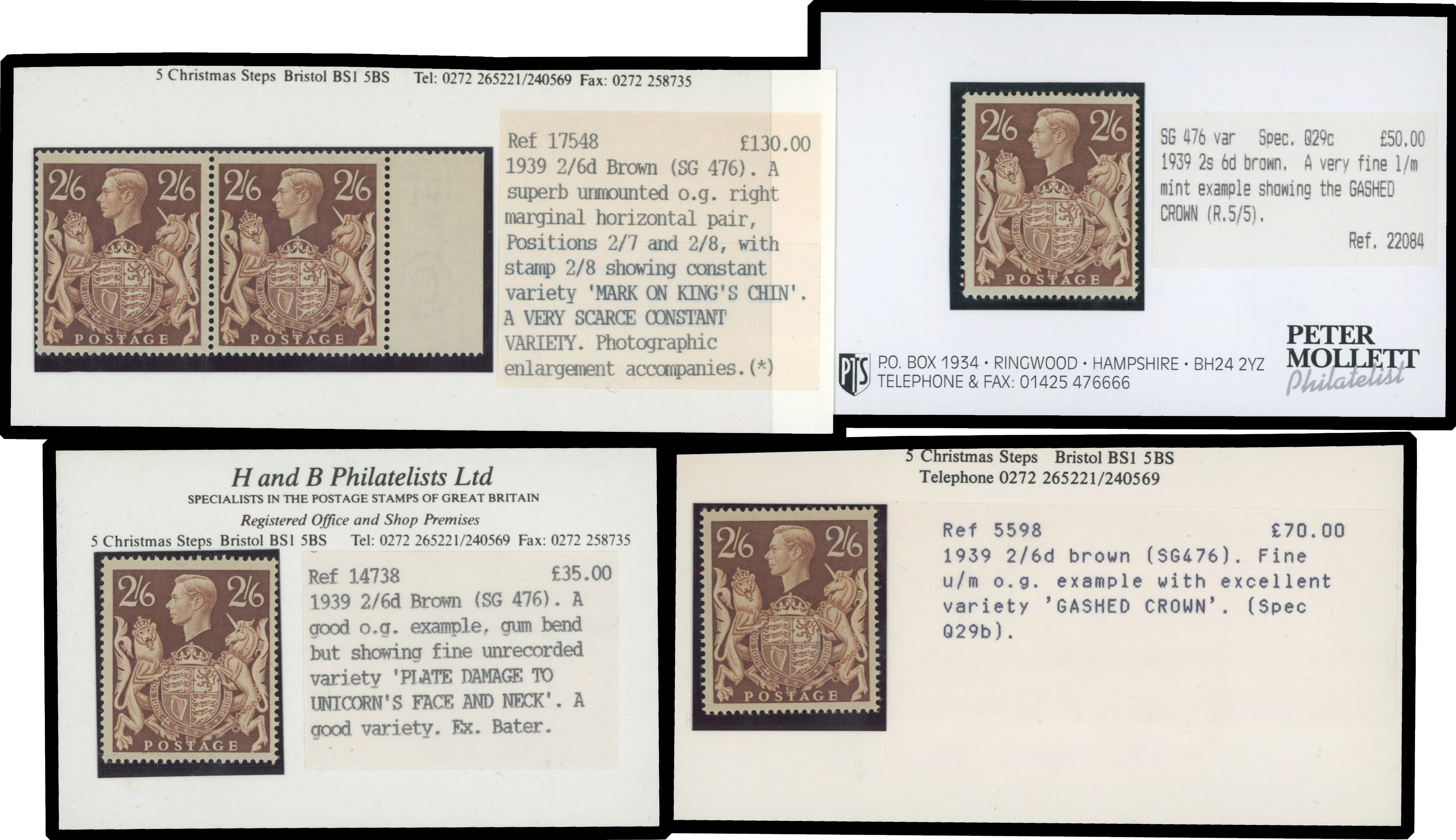 1939-48 2s6d-£1 ‘Arms’ High Values. A magnificent in-depth unused o.g. (Mostly unmounted o.g.) collection