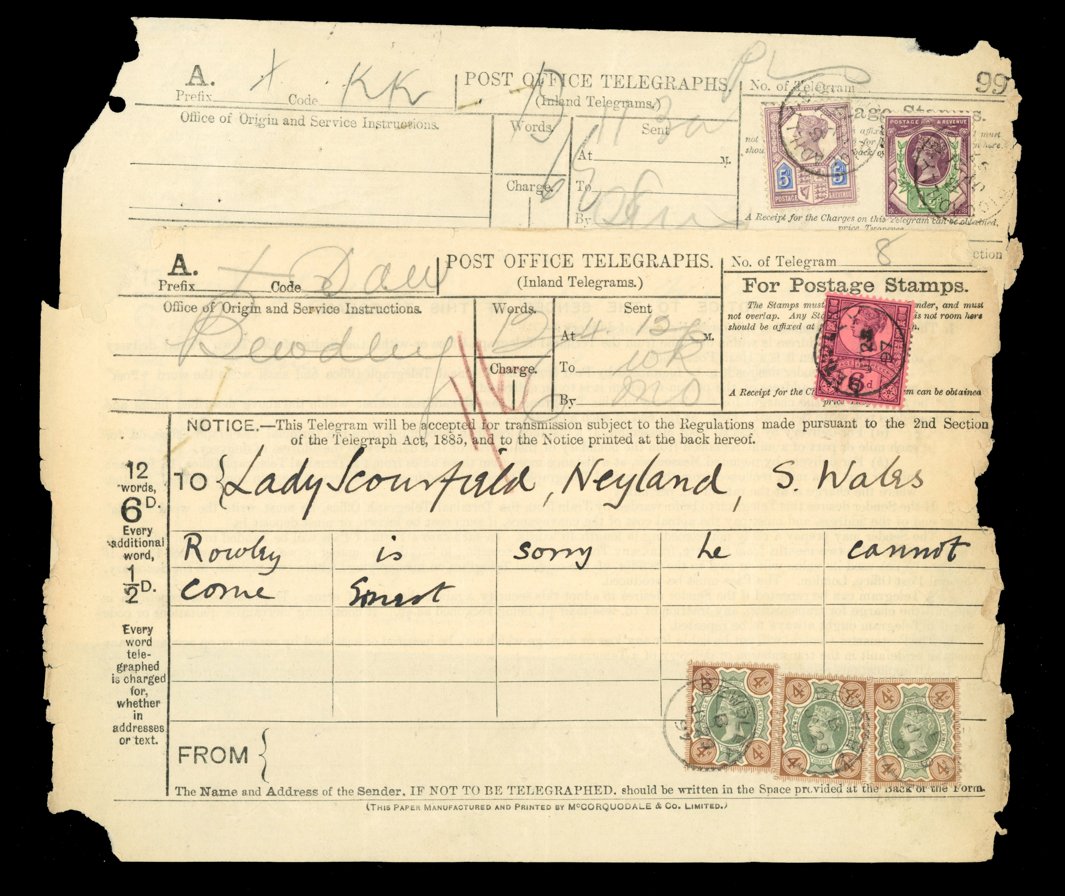 GB TELEGRAPHS: QV to QEII selection of mainly complete forms with strength in QEII (7)