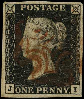 1840 1d black, Plate 1a (JI), good to...