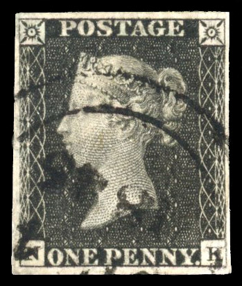 GB SG 2j 1840 1d black Plate 7 with town postmark