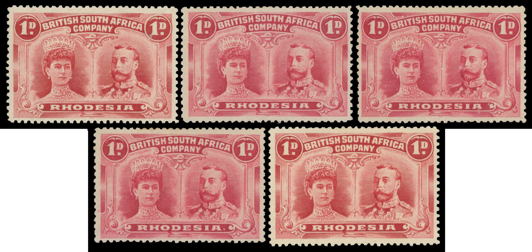 1d SG 123/5 perf 14 positions 71-5 'set' of OD flaws mint