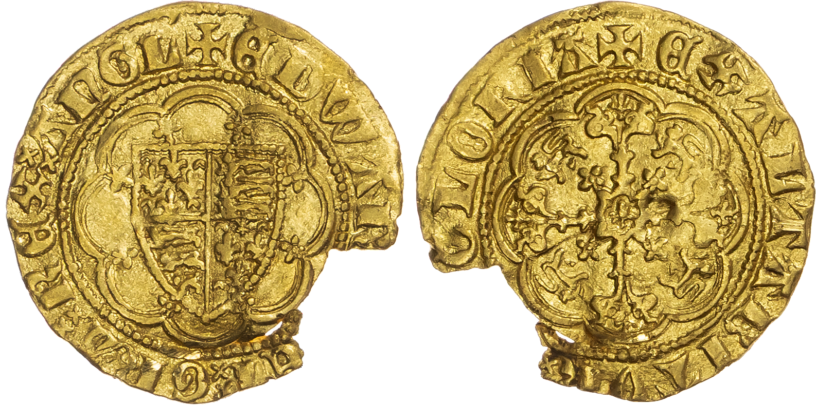 Edward III (1327-1377), AV Quarter-noble, Treaty Period (1361-1369), London mint, mm. cross potent.