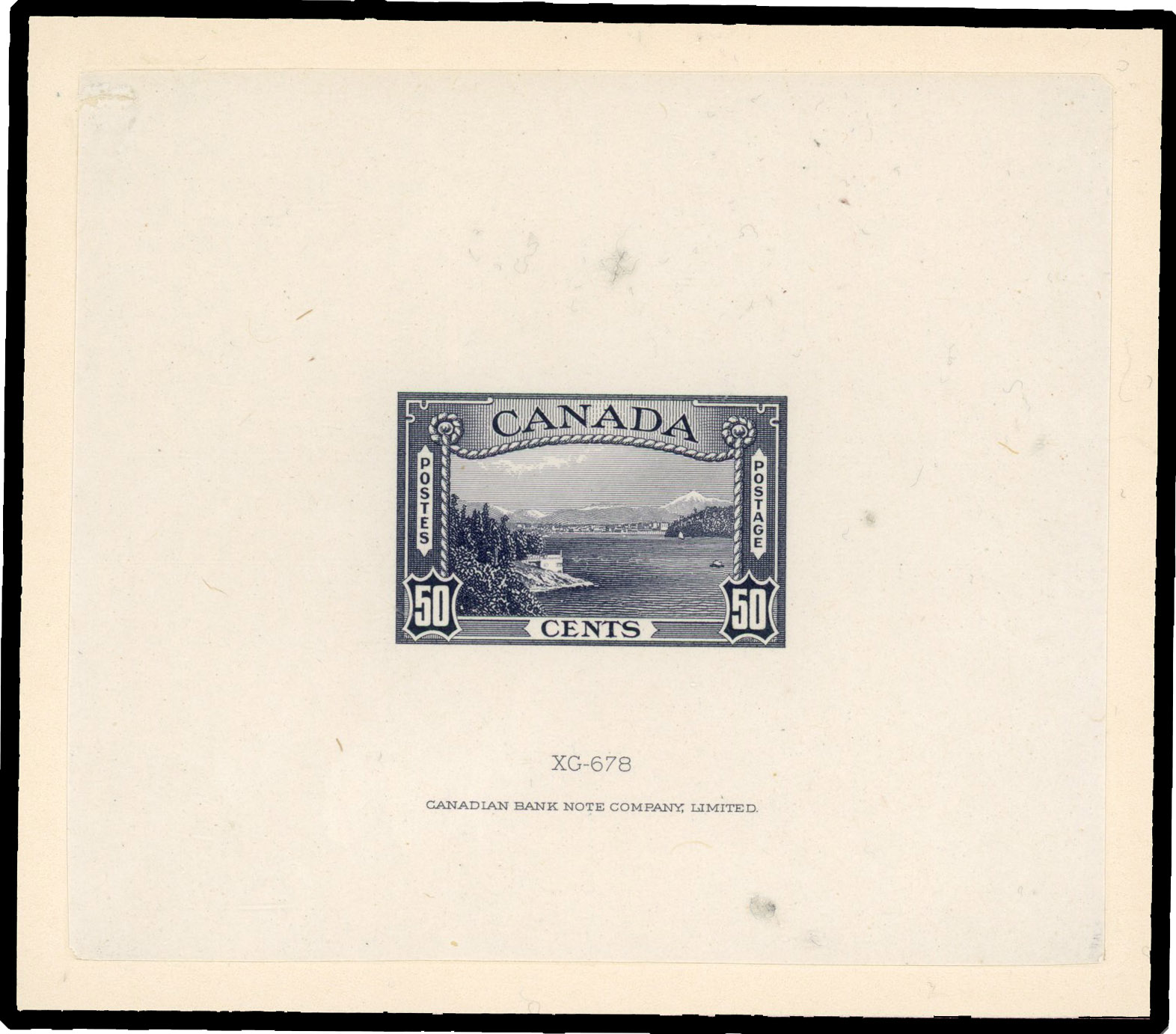 (Consolidated into R2000767/16) Canada 1938 Pictorial Issue 50c trial colour proof in violet