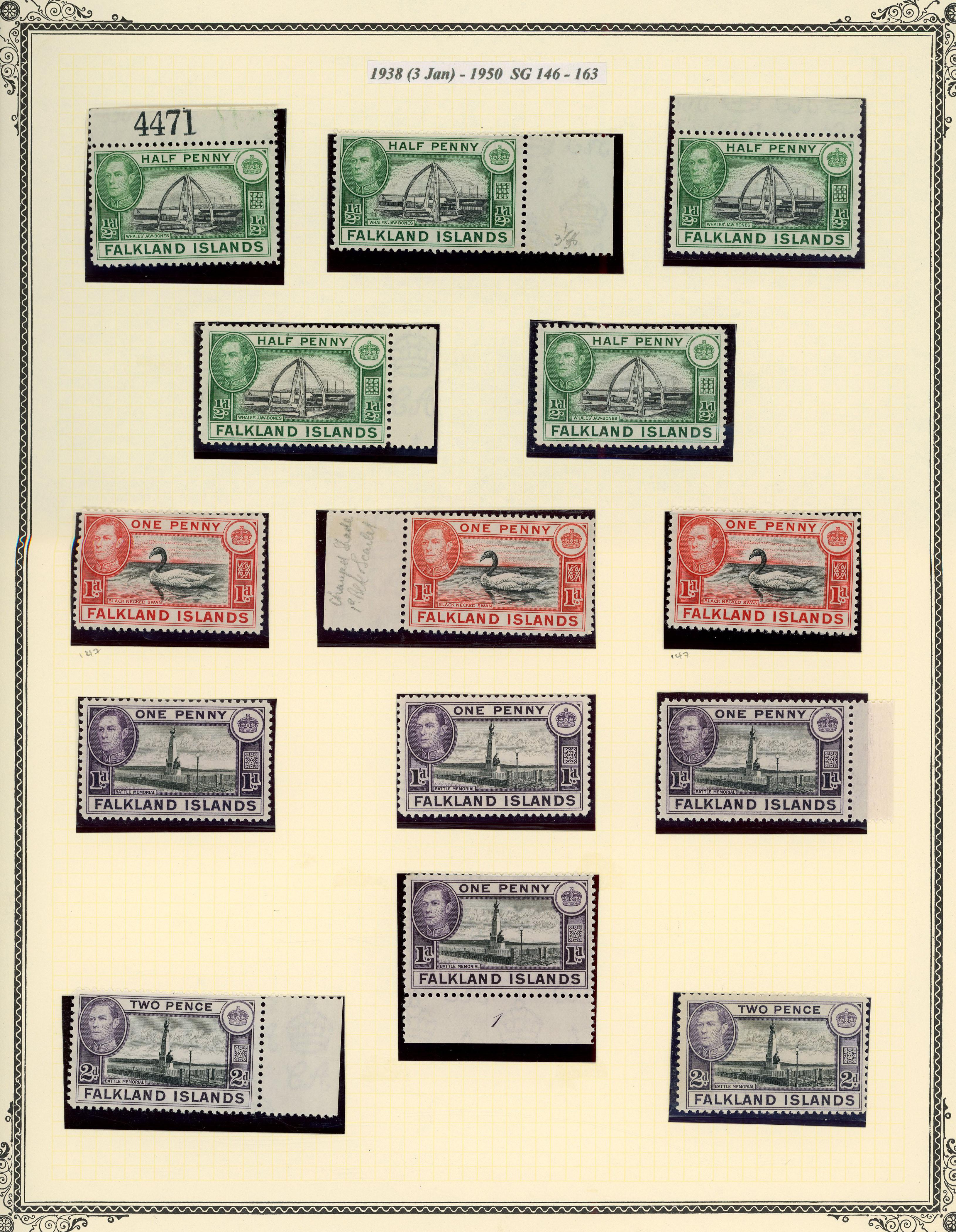 Falkland Is 1938-50 on album leaves with...