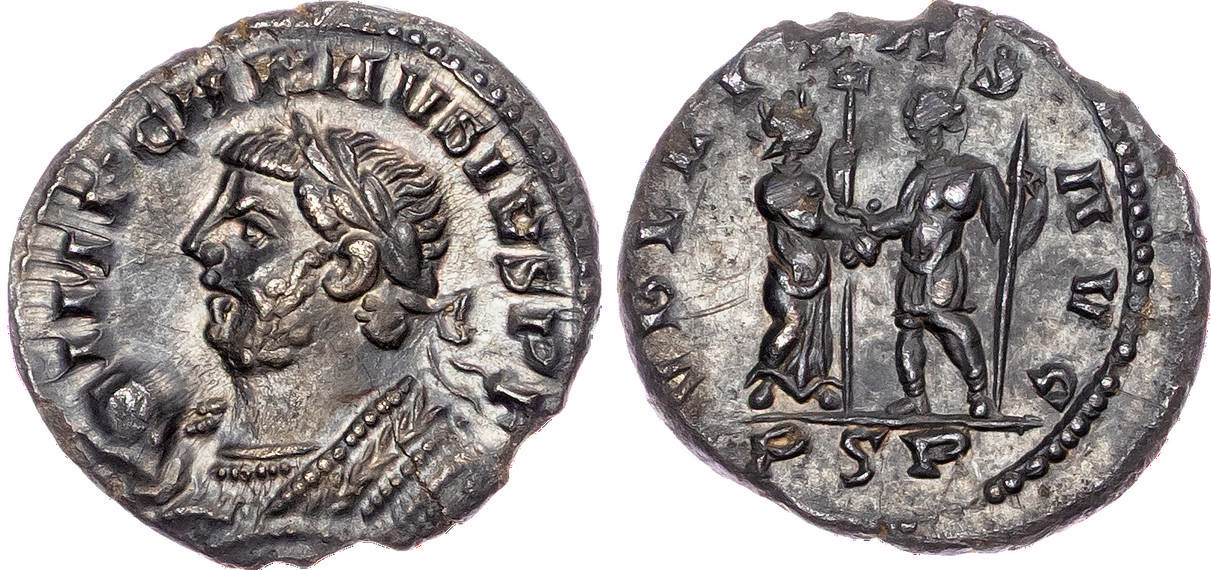Carausius (AD 286-293) AR Denarius, ‘RSR’ mint, 4.08g.