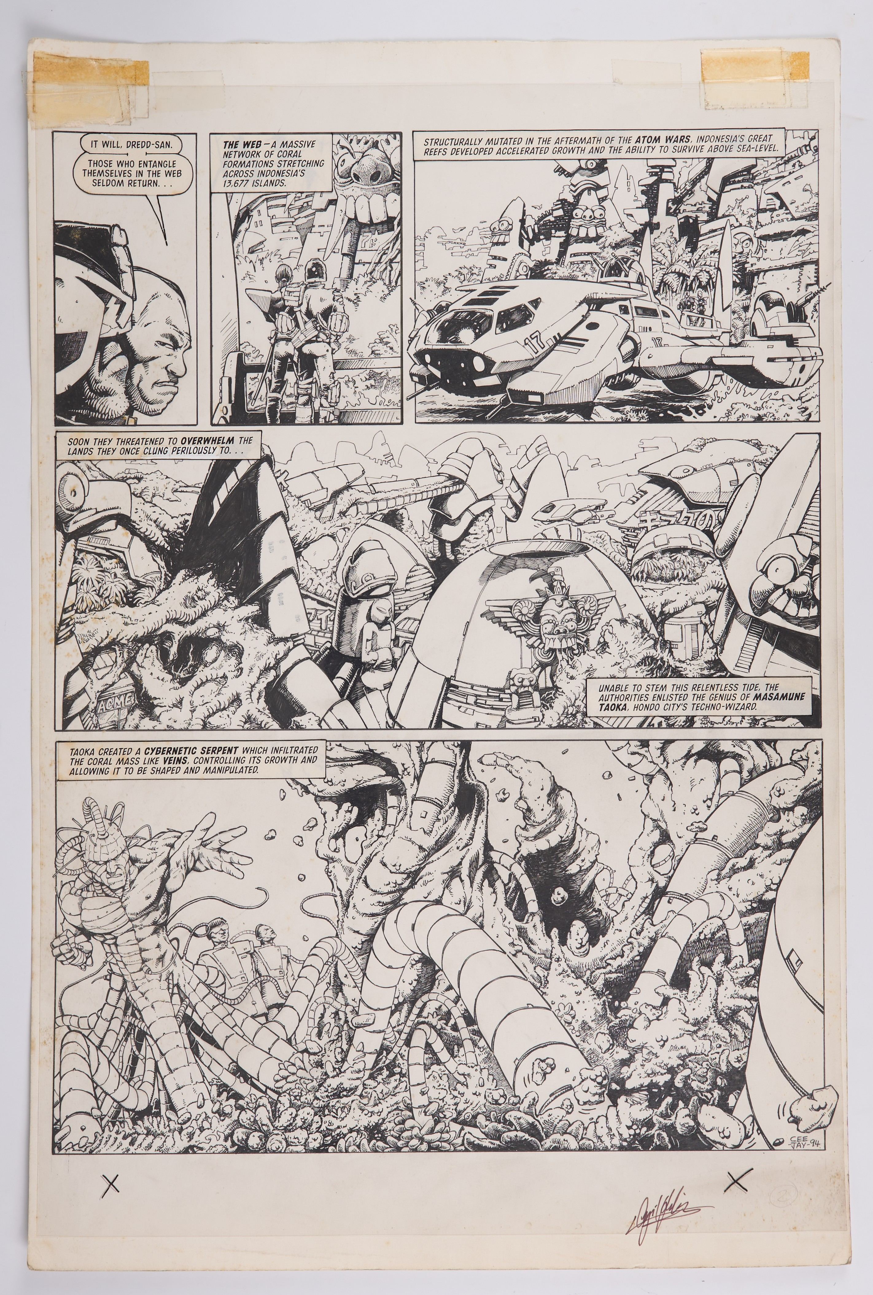 Cyril Julien Judge Dredd Megazine #19 Inked Story Pages Judge Dredd: Web Harmony The Night Santa (Fleetway, 1996) 