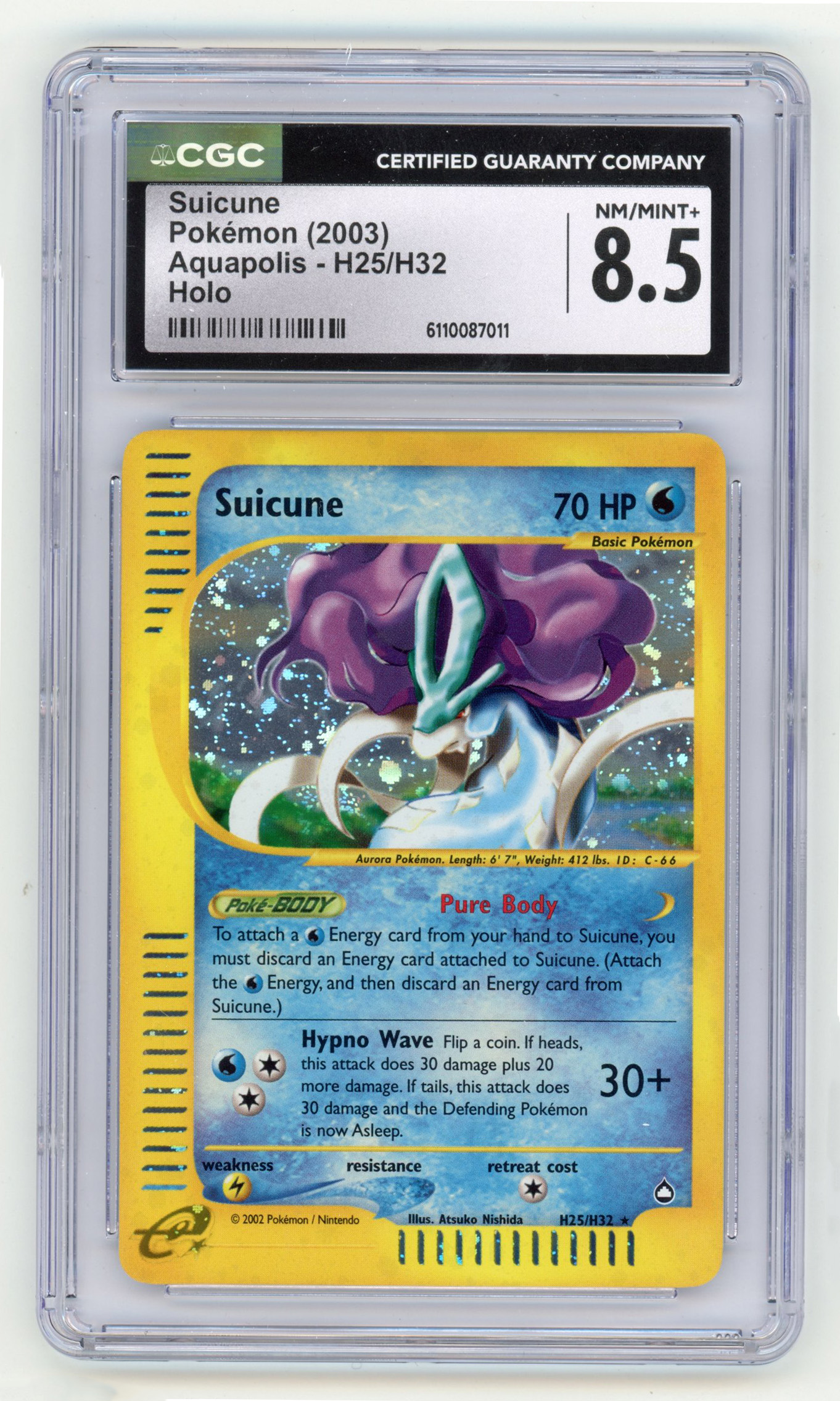 CGC 8.5 Suicune #H25 Holo - Aquapolis