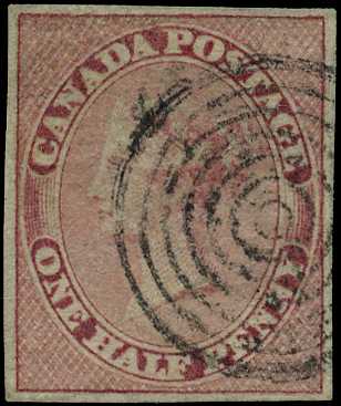 1857 ½d deep rose on medium wove paper, four...