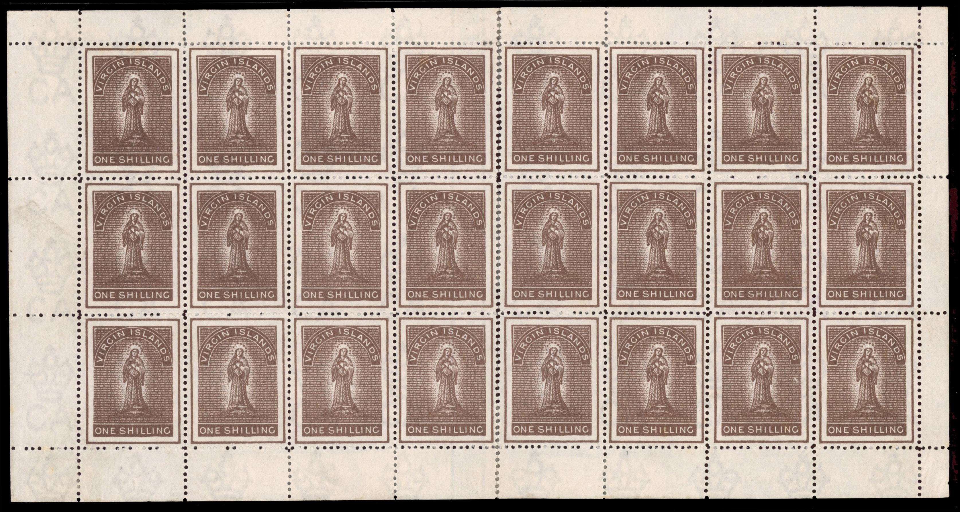 BVI SG 41 1887-9 1s brown sheet of 24 mint