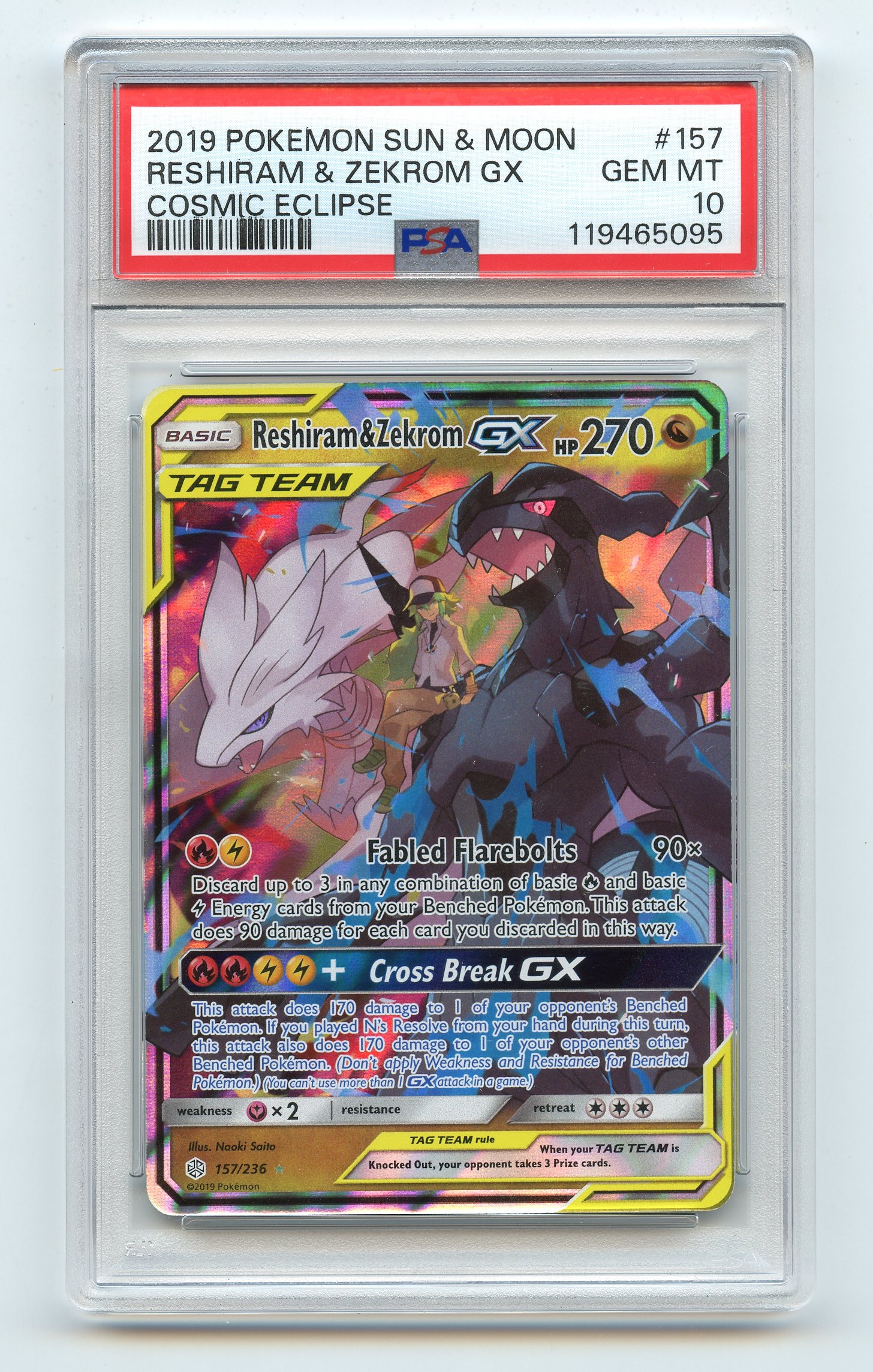 PSA 10 Reshiram & Zekrom GX #157 - Cosmic Eclipse
