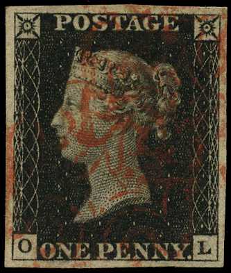1840 1d black Plate 1b (OL) four good...