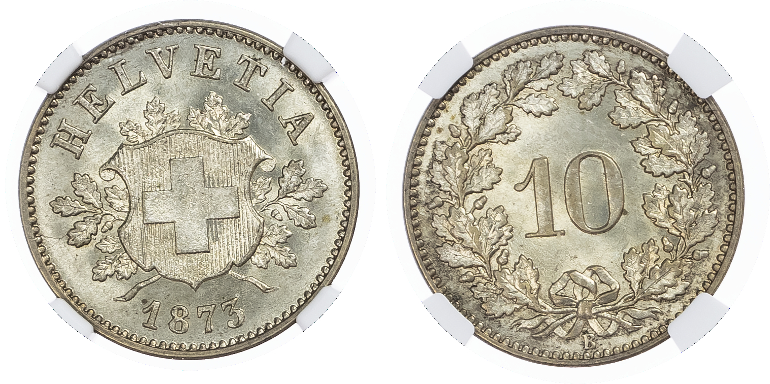 Switzerland. Federal State Bi 10 Rappen. 1873B. 