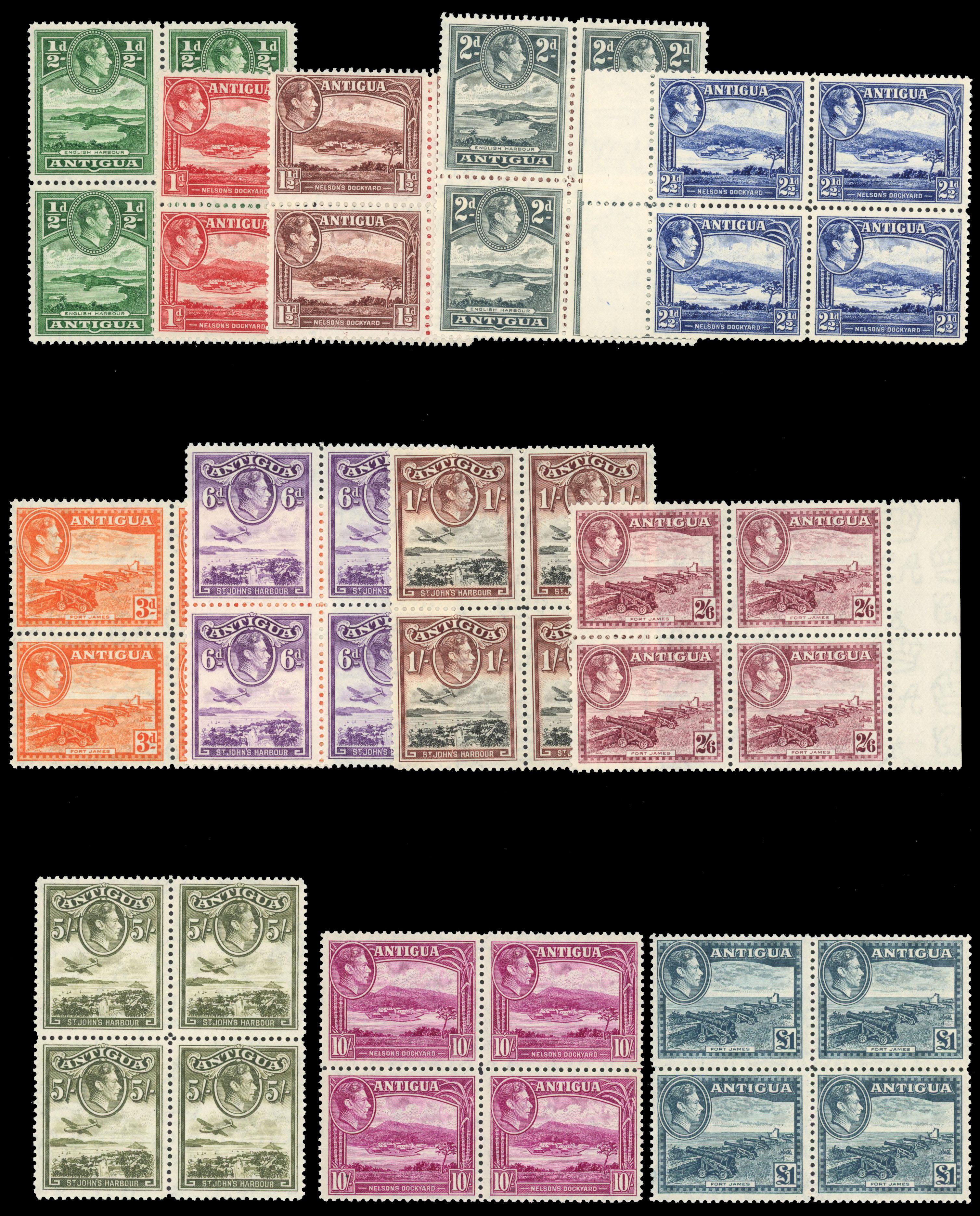 Antigua SG 98-109 blocks mint