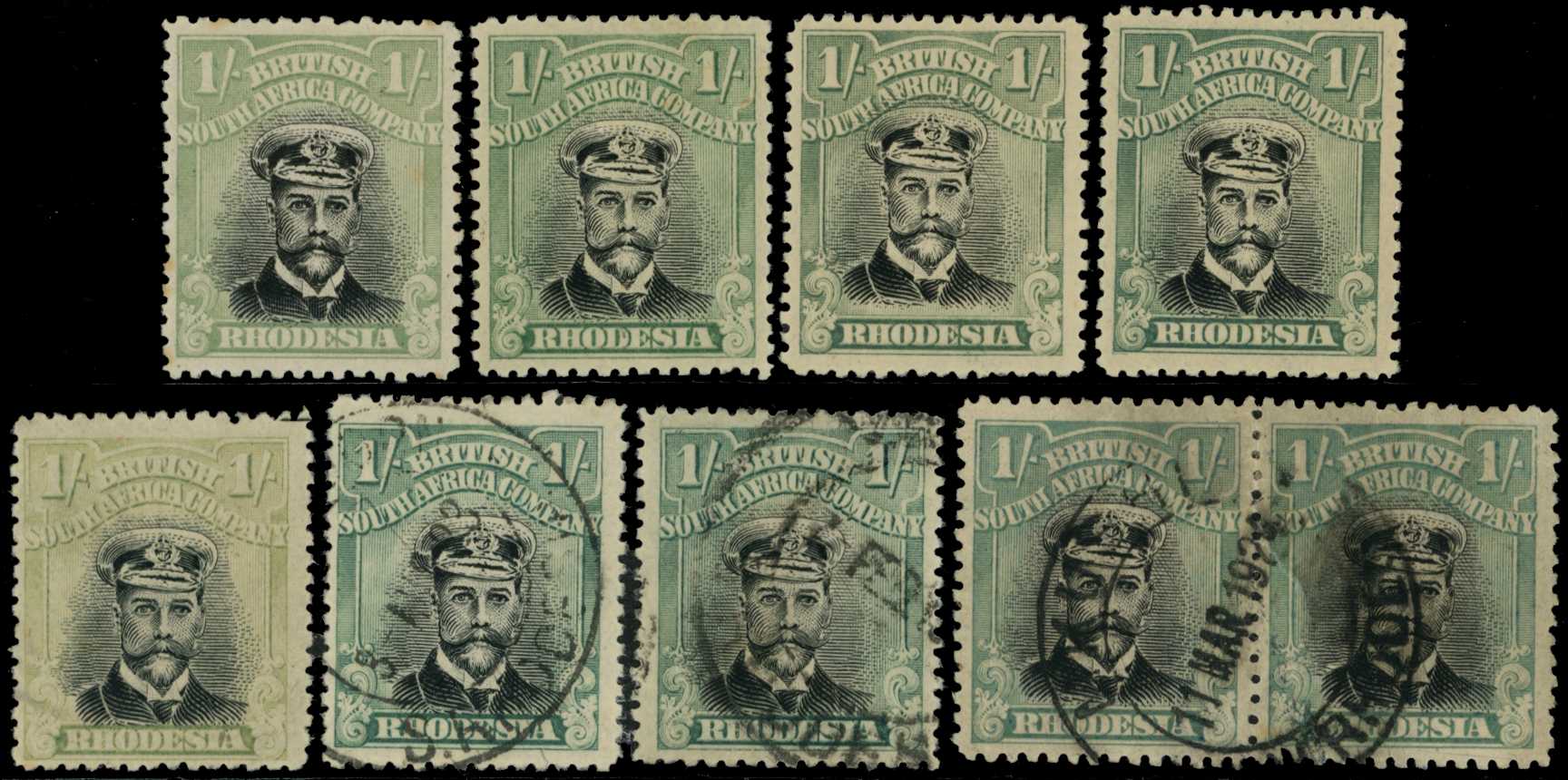 1918-21 1/- Head Die IIIB, perf 14, toned...