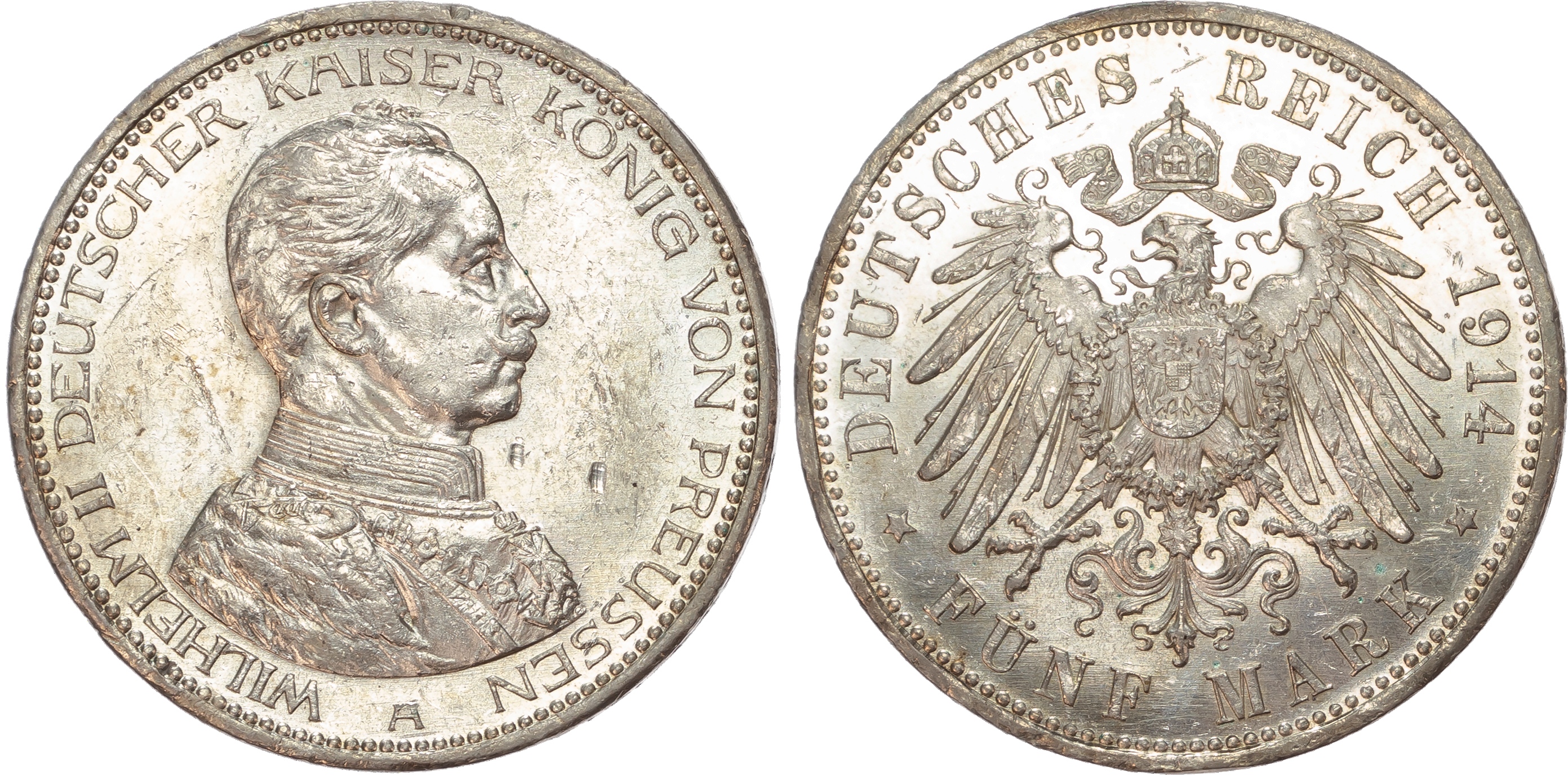 Germany, Prussia, Wilhelm II (1888-1918), silver 5 Marks (2).