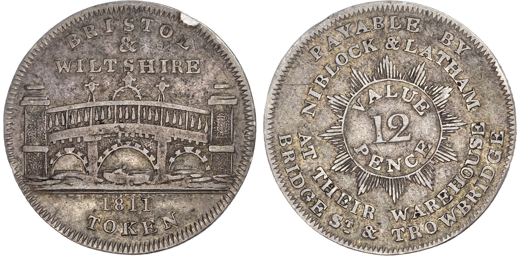 Somersetshire, Bristol. Niblock & Latham, silver shilling, 1811.