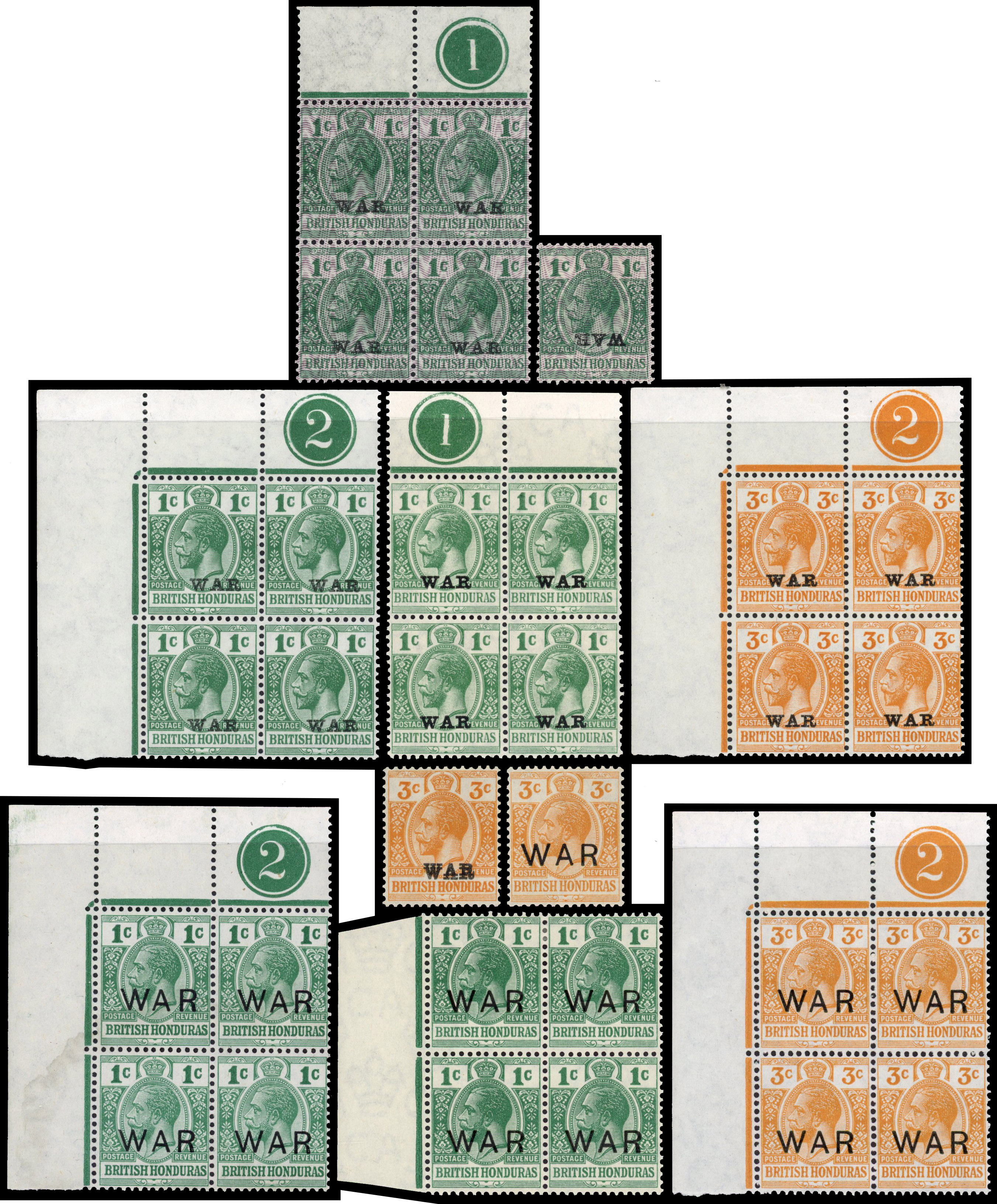 British Honduras 1916-18 War Tax selection