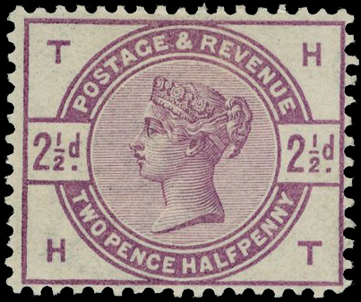 1883-84 ‘Lilac and Green’ 2½d colour trial in bright-purple (HT), perf 14 on Crown watermarked paper