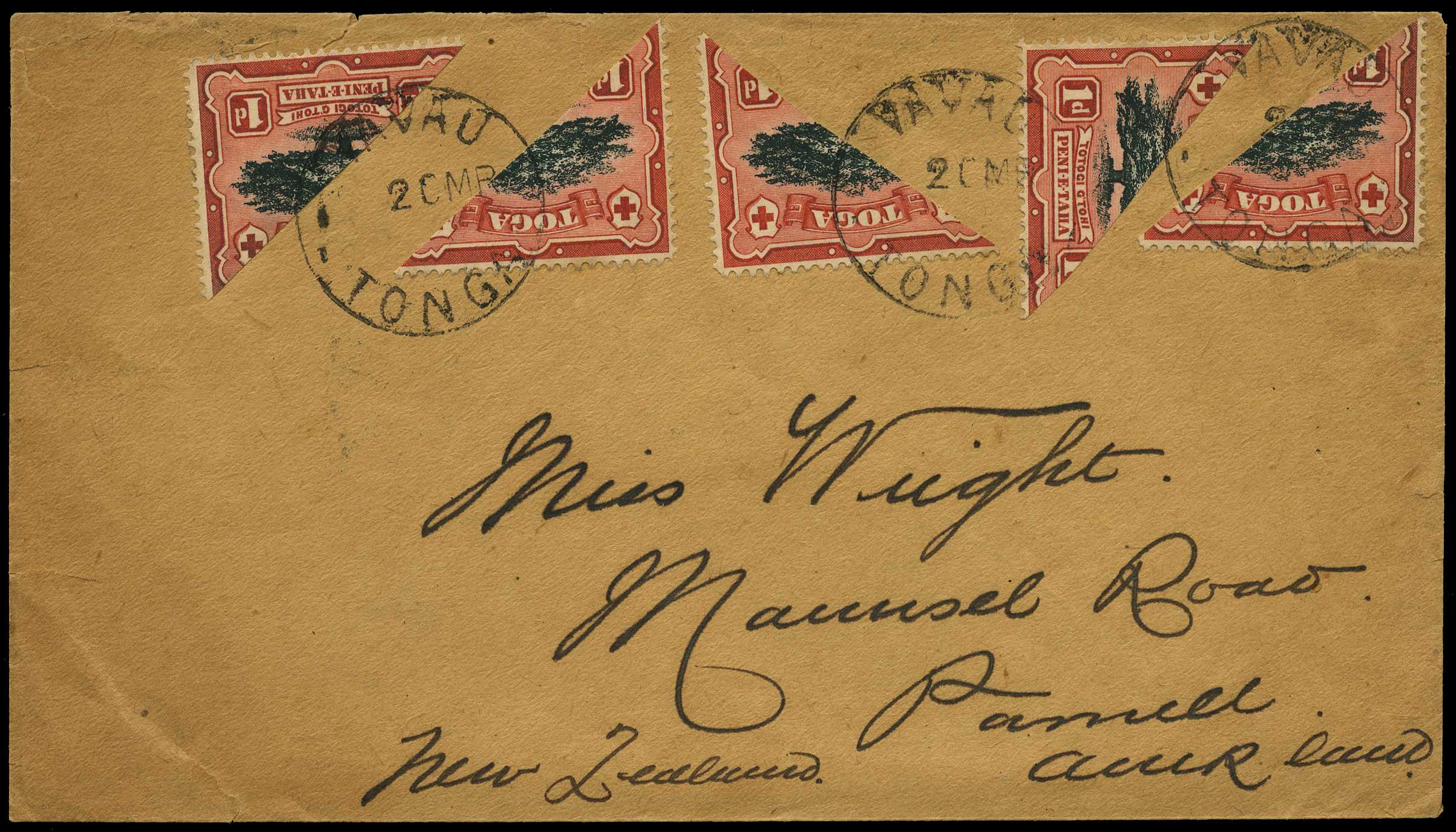 1900 cover addressed to New Zealand bearing...