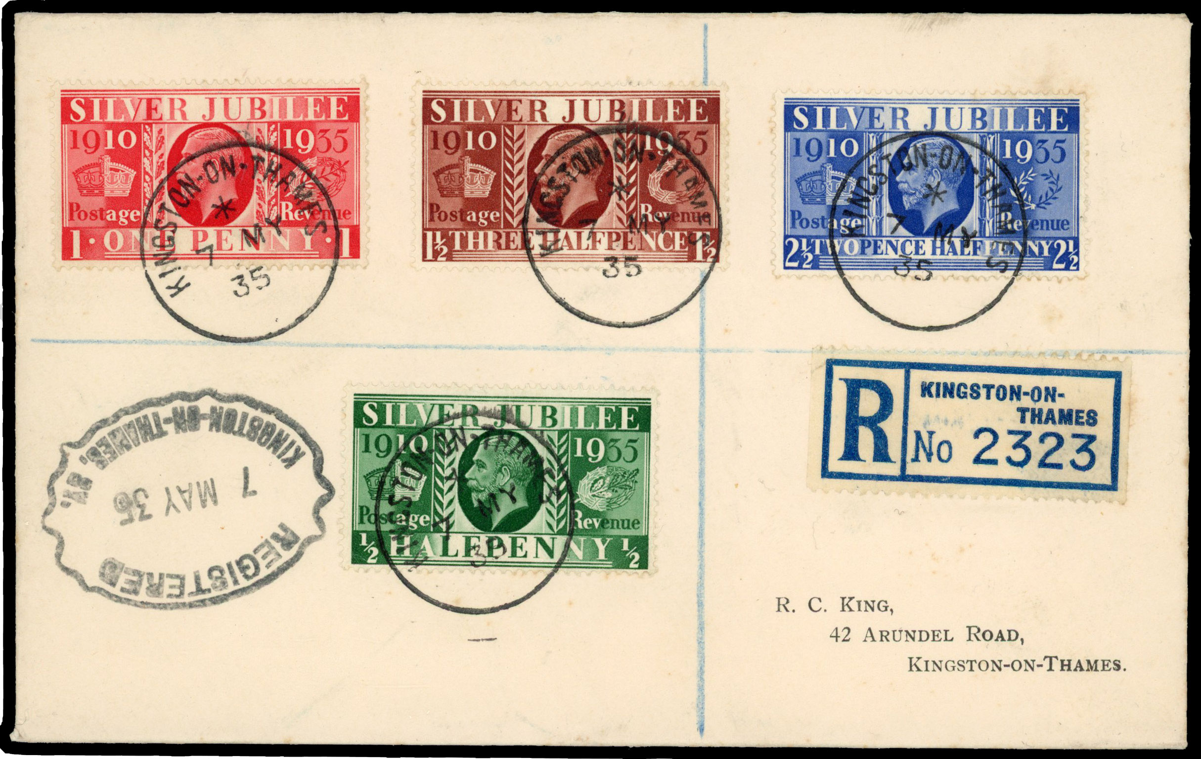 1935 ½-2½d Silver Jubilee. Very fine used set of four FDC