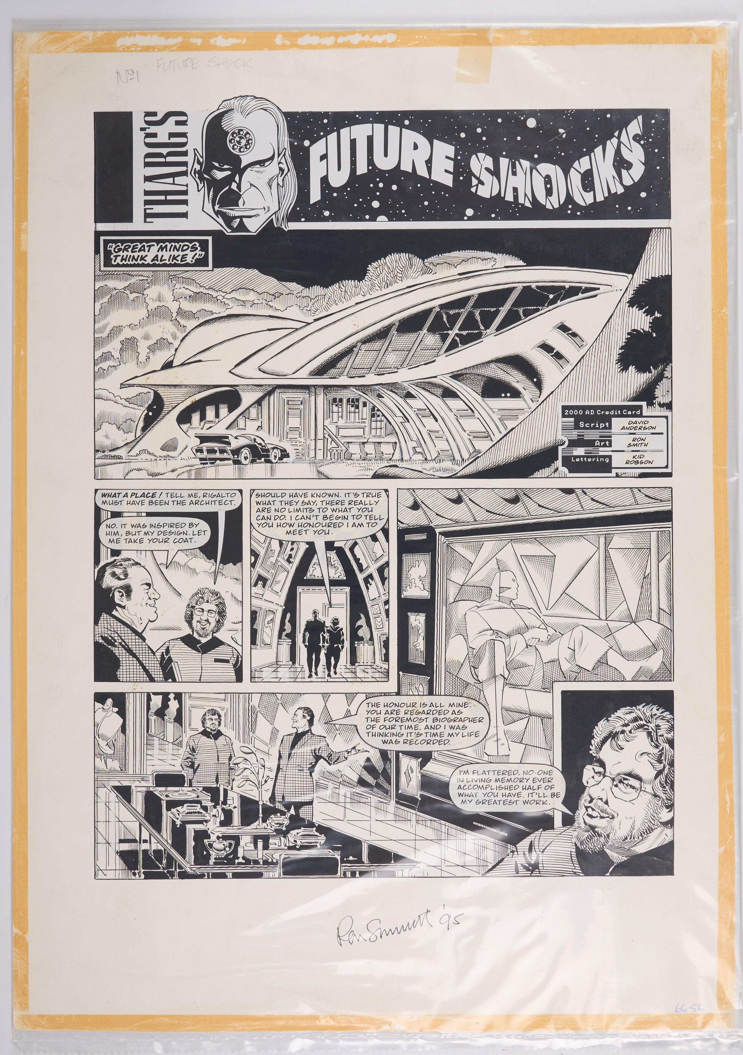 Ron Smith 2000 AD Prog #716 Tharg's Future Shock Great Minds Think Alike Signed (Fleetway, 1991) Total 2