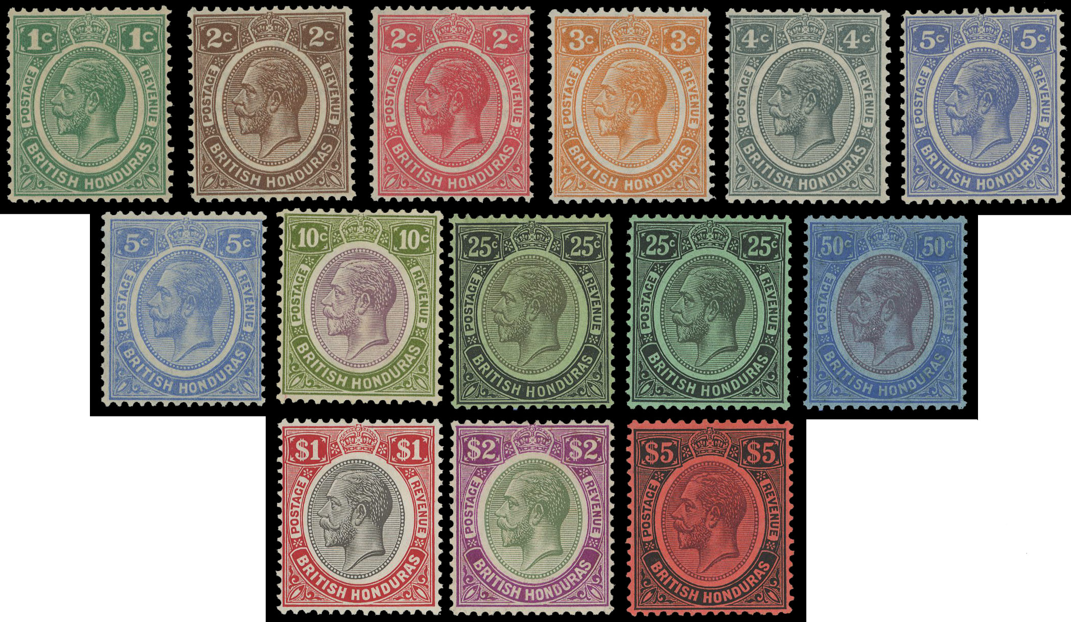 British Honduras 1922-33 set of 13 to $5
