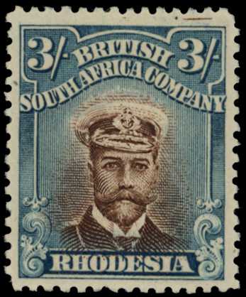 1913-7 3/- Head Die II, perf 14. Large part...