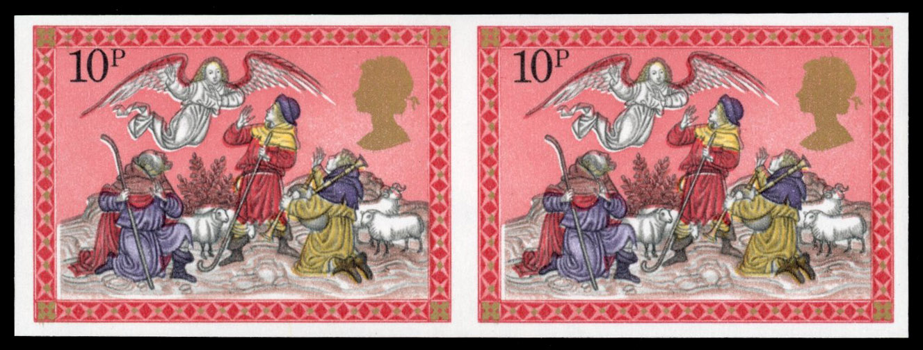 GB 1979 10p Christmas, horizontal imperforate pair, SG 1105b
