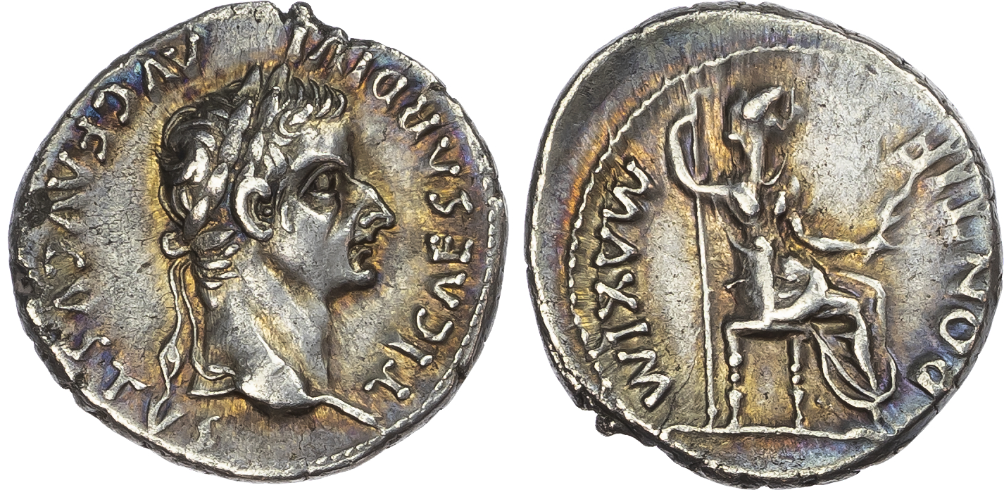 Tiberius (AD 14-37) AR Denarius, Lugdunum, c. AD 18-35, 3.66g. 
