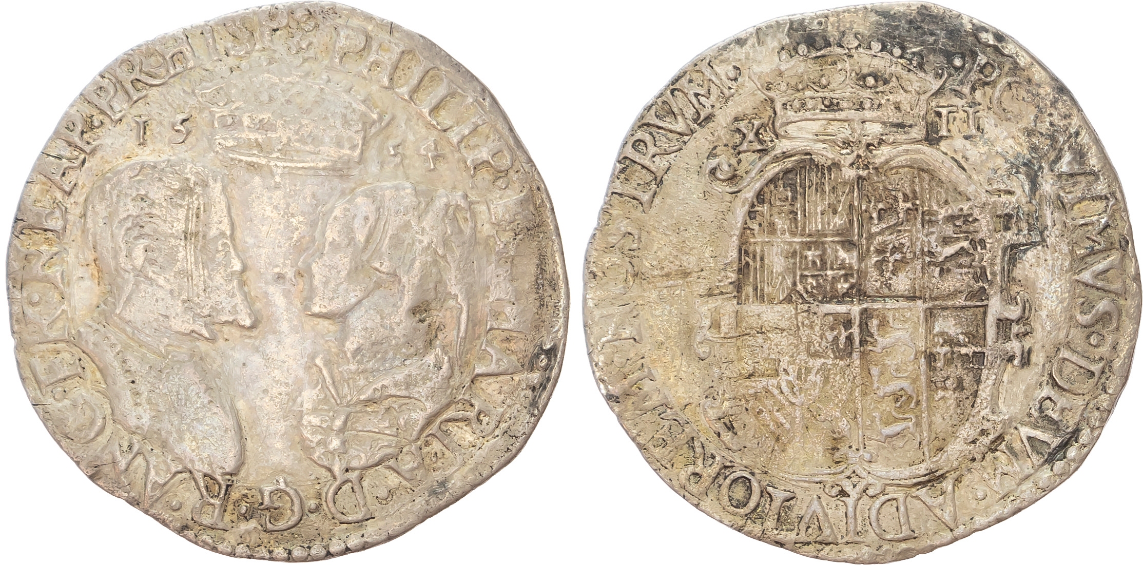 Philip & Mary (1554-1558) AR Shilling 1554, Tower mint.