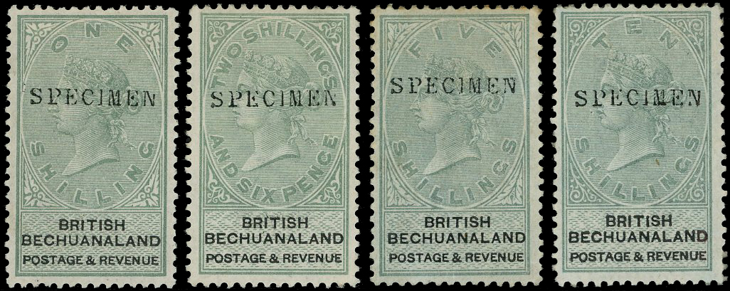 Bechuanaland SG 10s-15s, 17s-19s Specimens