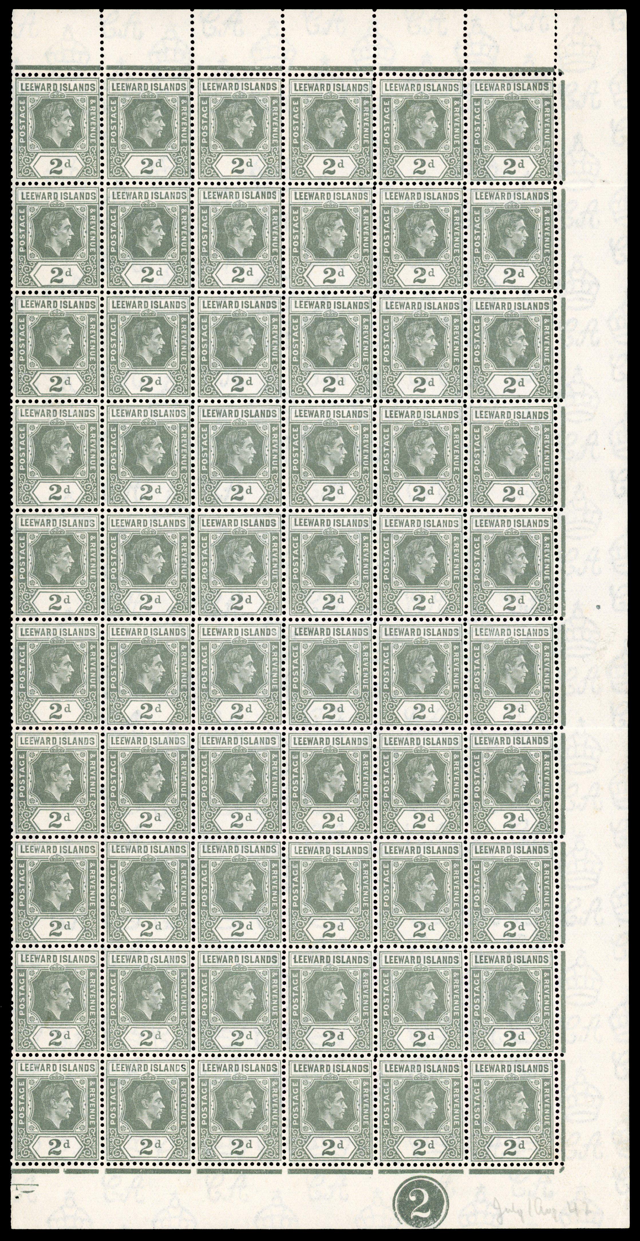 Leeward Islands SG 103, a pane mint