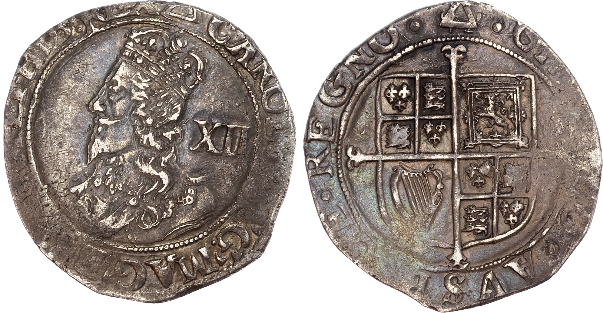 Charles I (1625-1649), Shilling, Group E, obv. type 4.1 var. 