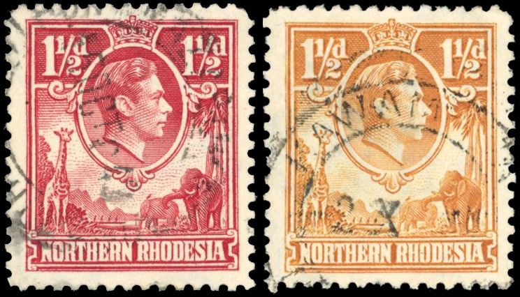 Northern Rhodesia SG 29b, 30b 'tickbirds' used