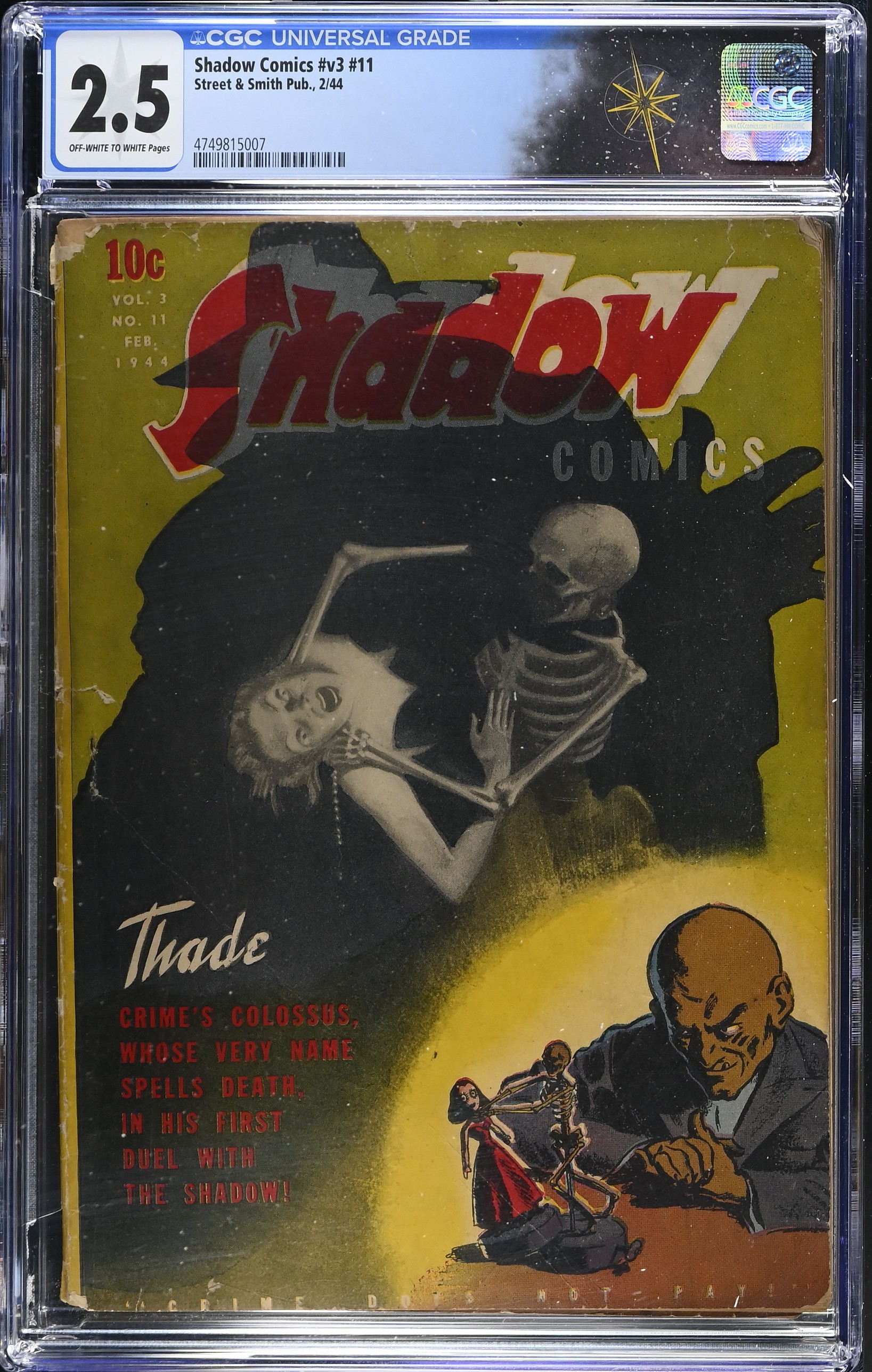 Shadow Comics Volume 3 #11 Cover by Vernon Green (Street & Smith Publications, 1944) Off-White to White Pages
