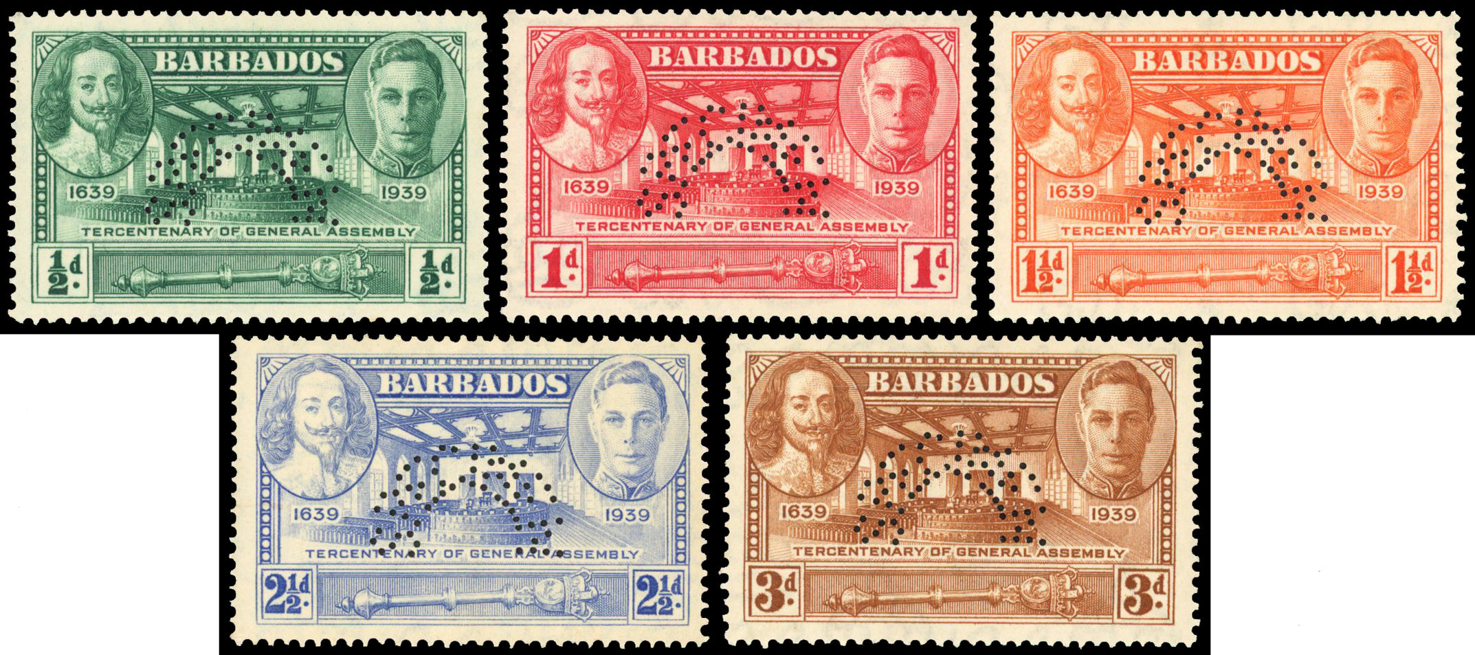 Barbados SG 257s-261s Specimens