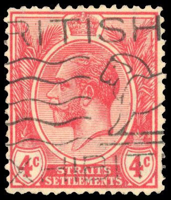 1912-23 4c rose-scarlet with ‘WATERMARK INVERTED’, cancelled