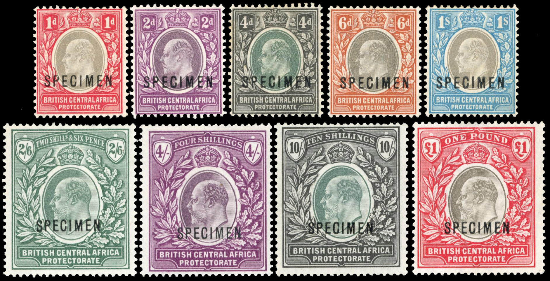 Nyasaland SG 59s-66s 1903 set Specimen