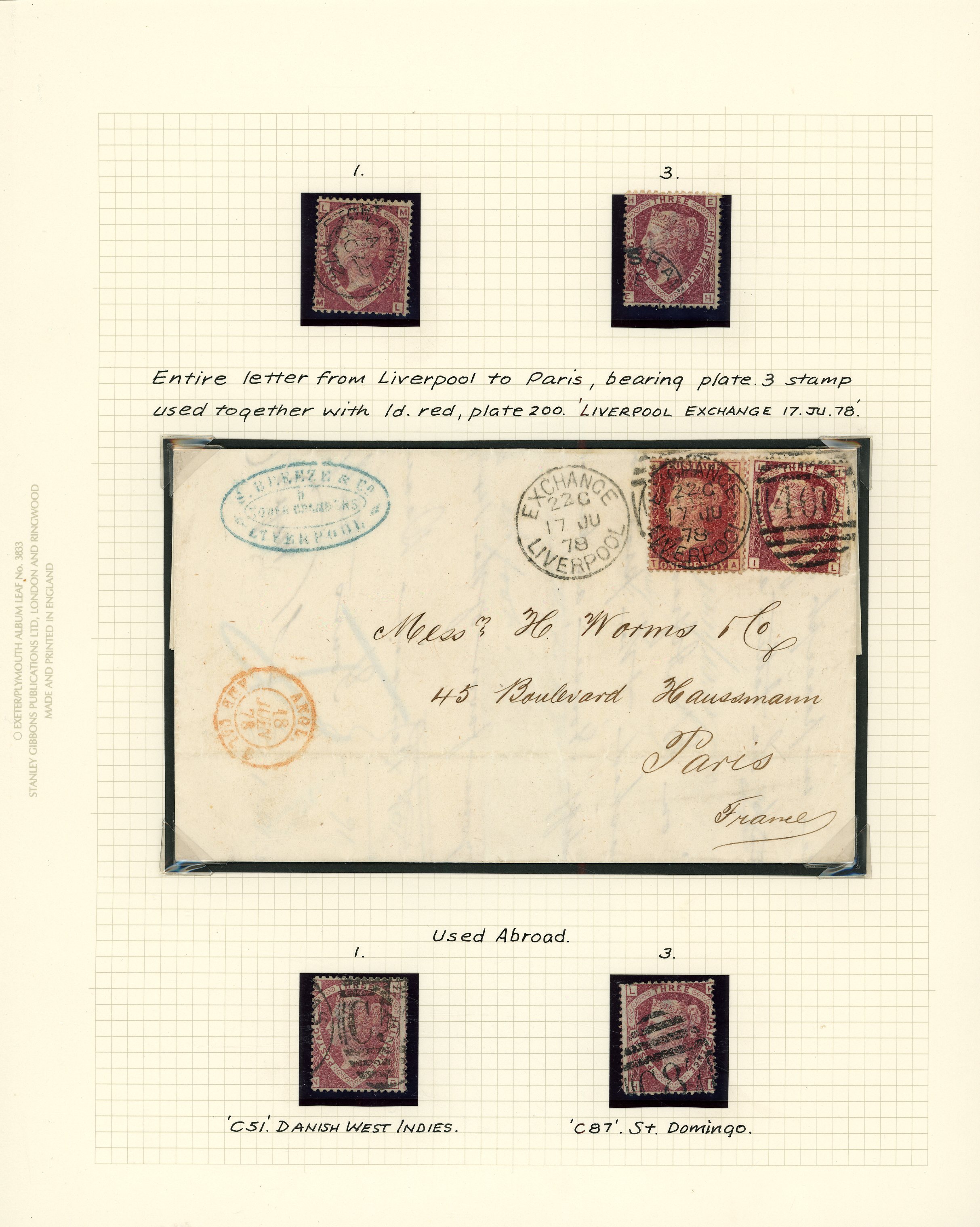1870 1½d rose-red Pl.1 Pl’s 1+3.