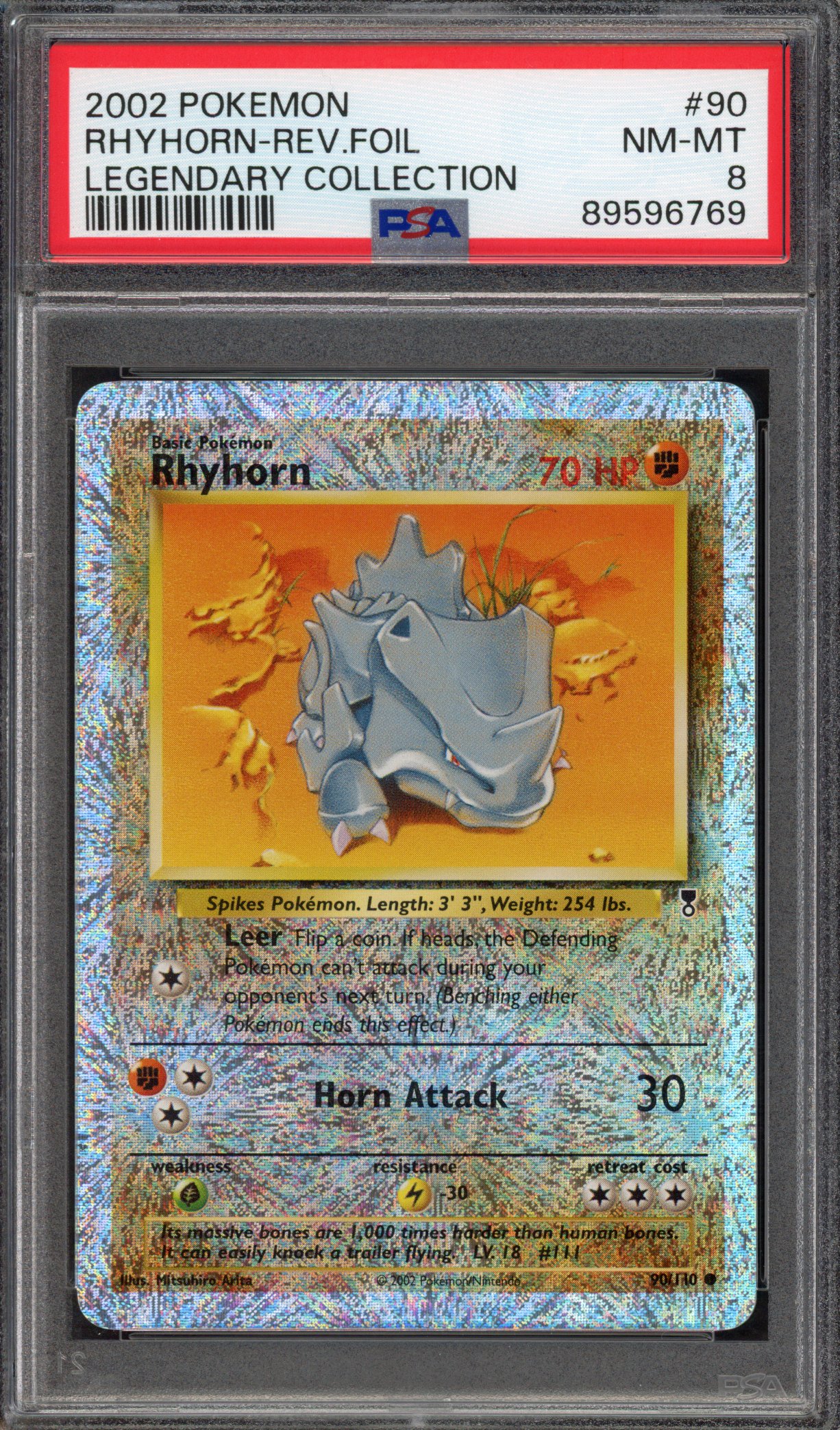 Pokémon TCG PSA 8 Rhyhorn 90 Reverse Foil, Legendary Collection